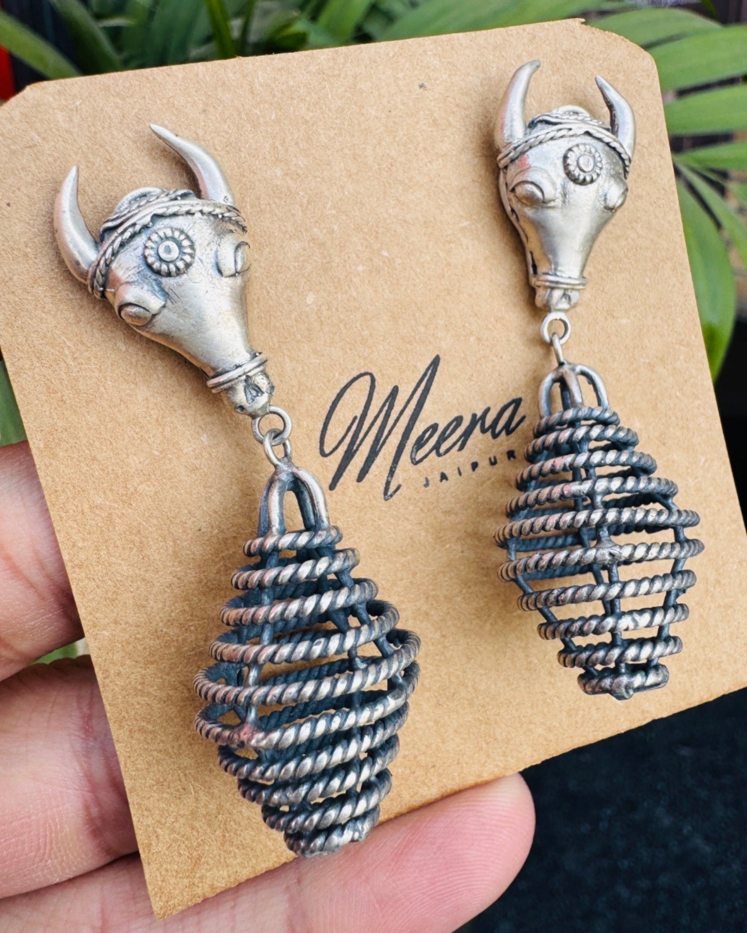 Kamdhenu silver earrings - 925 Silver Jewellery Meera Jaipur