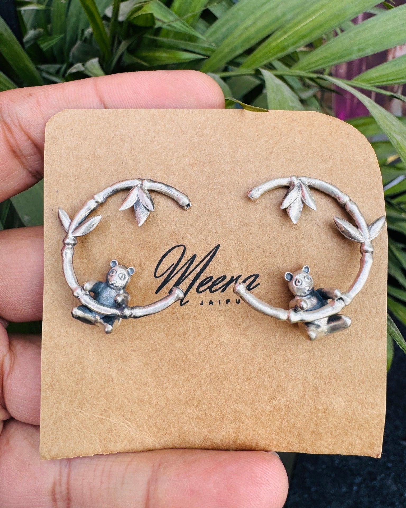 Cute Panda silver earrings - 925 Silver Jewellery Meera Jaipur