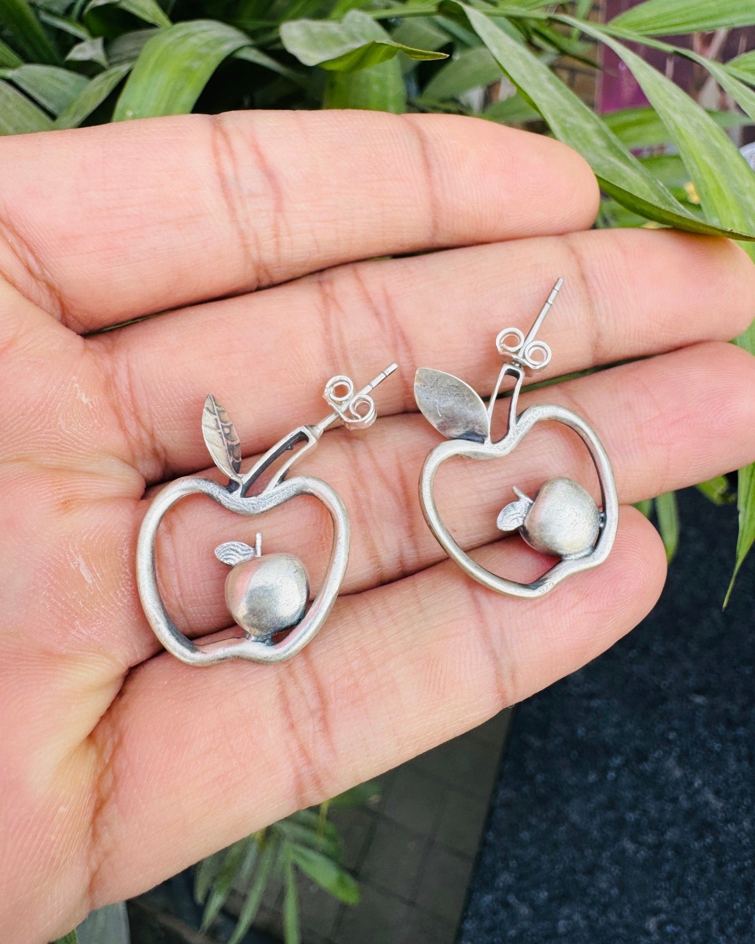 Sev silver earrings tuds - 925 Silver Jewellery Meera Jaipur