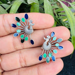 Mayoor enamel silver studs - 925 Silver Jewellery Meera Jaipur