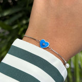 Enamel heart evileye bracelet