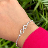 Infinity Charm Beaded Silver Bracelet