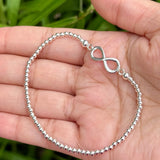 Infinity Charm Beaded Silver Bracelet