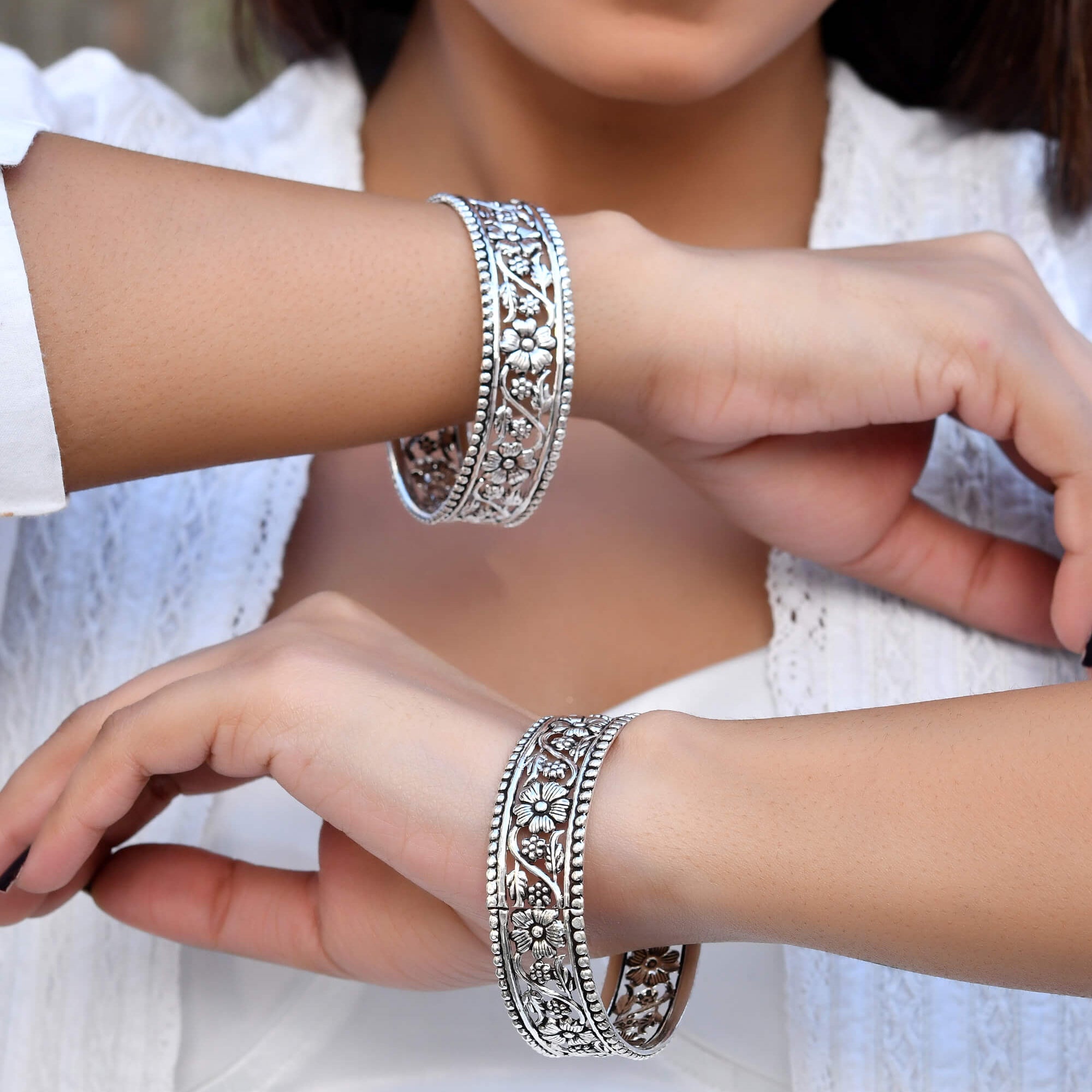 Juhi Silver Bangle - 925 Silver Jewellery Meera Jaipur
