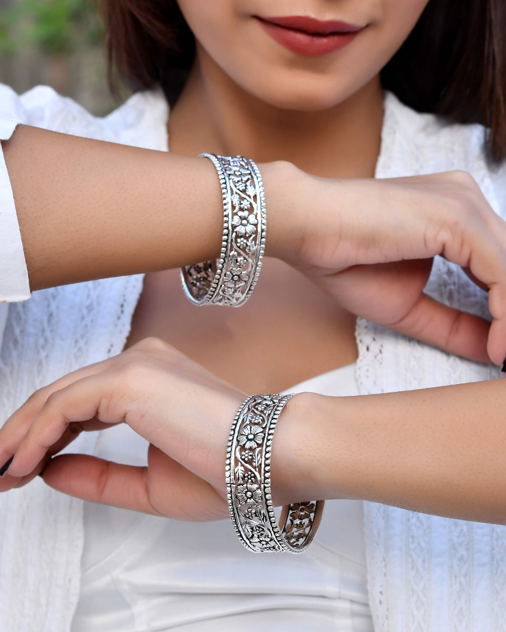 Juhi Silver Bangle - 925 Silver Jewellery Meera Jaipur