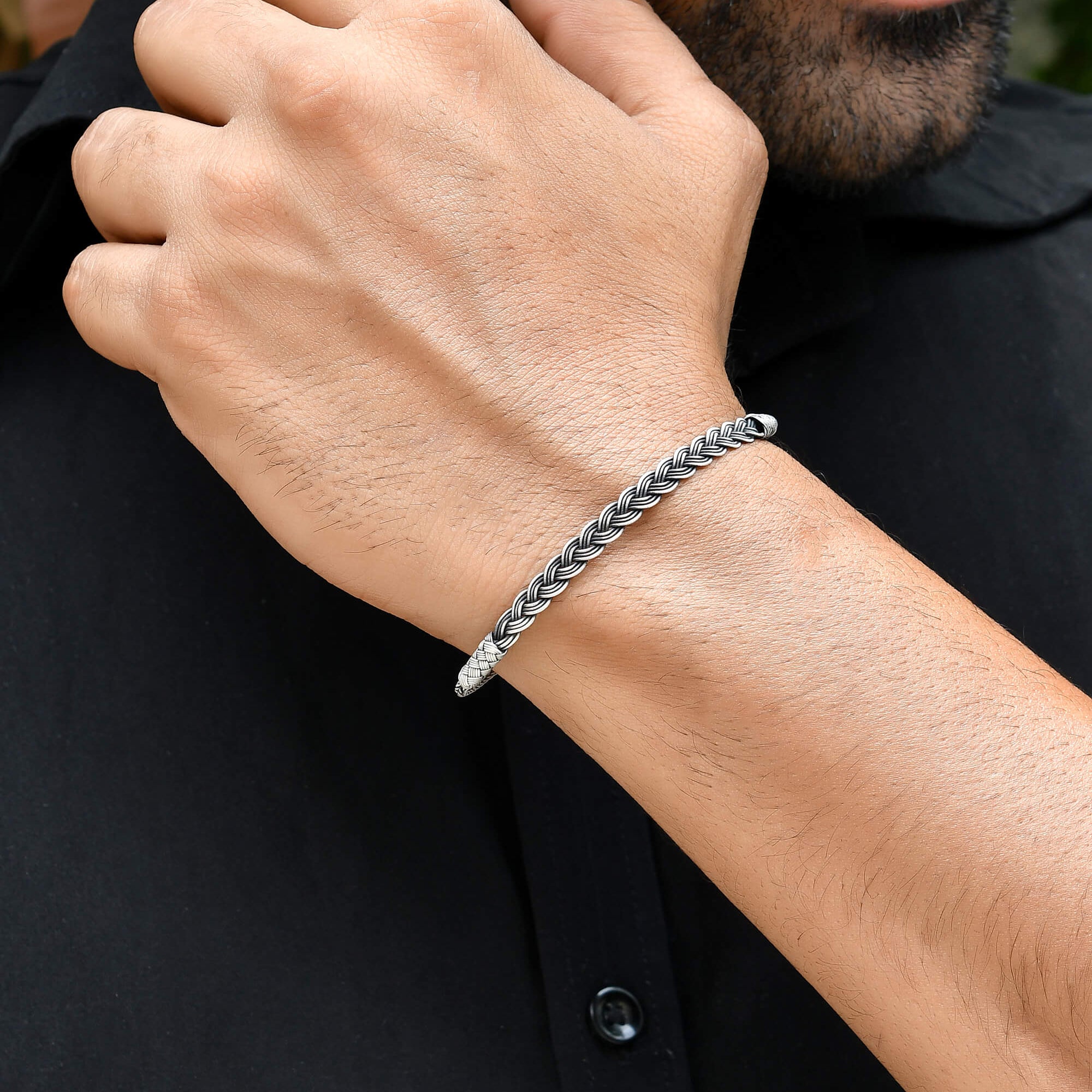 Knot braided silver bracelet - 925 Silver Jewellery Meera Jaipur