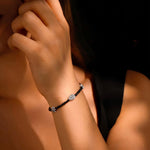 Leaf Black Bead Silver Bracelet 925 sterling silver meera jaipur