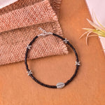 Leaf Black Bead Silver Bracelet 925 sterling silver meera jaipur
