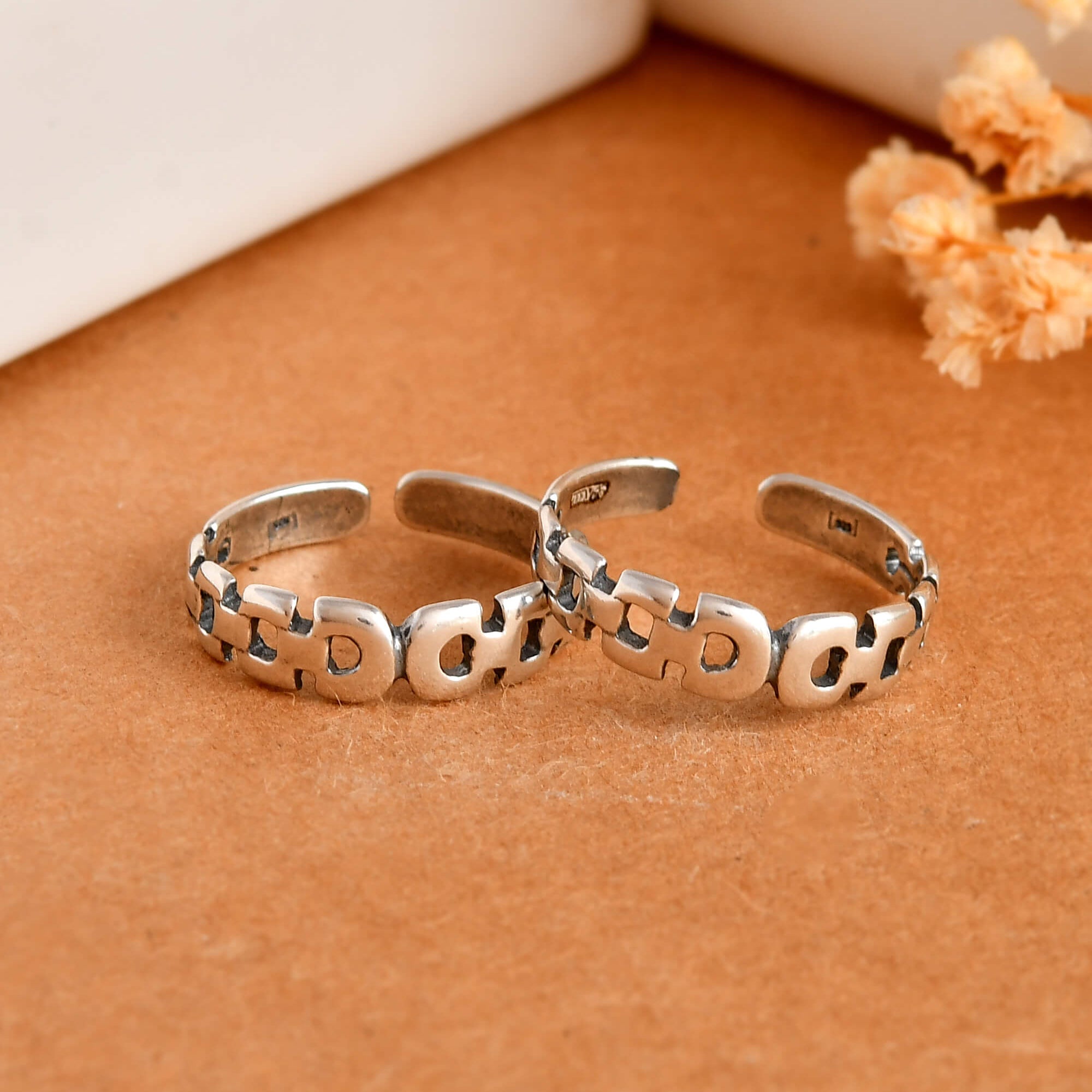 Link silver toe ring - 925 Silver Jewellery Meera Jaipur