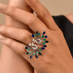 Mayoor Enamel Silver Ring - 925 Silver Jewellery Meera Jaipur