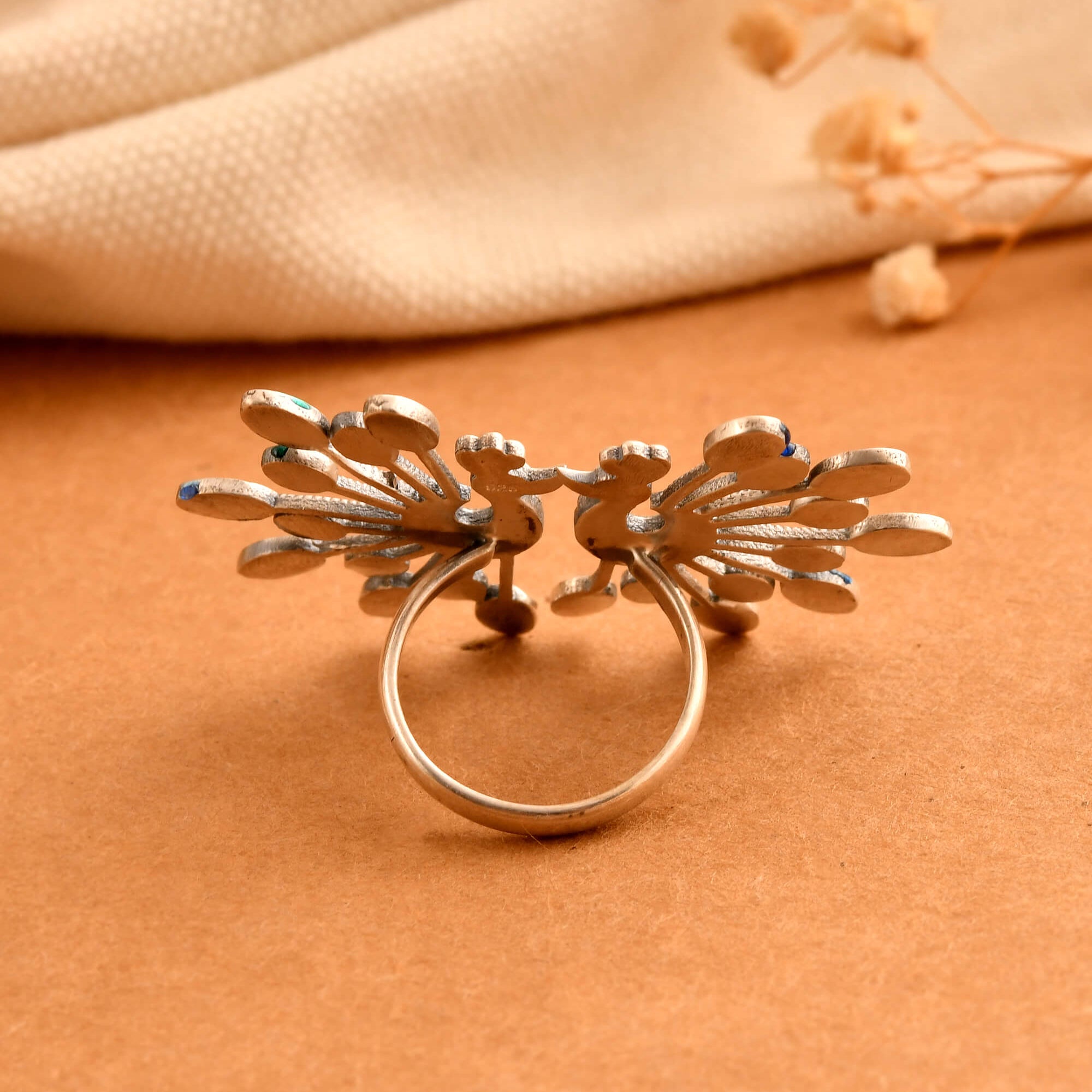 Mayoor Enamel Silver Ring - 925 Silver Jewellery Meera Jaipur