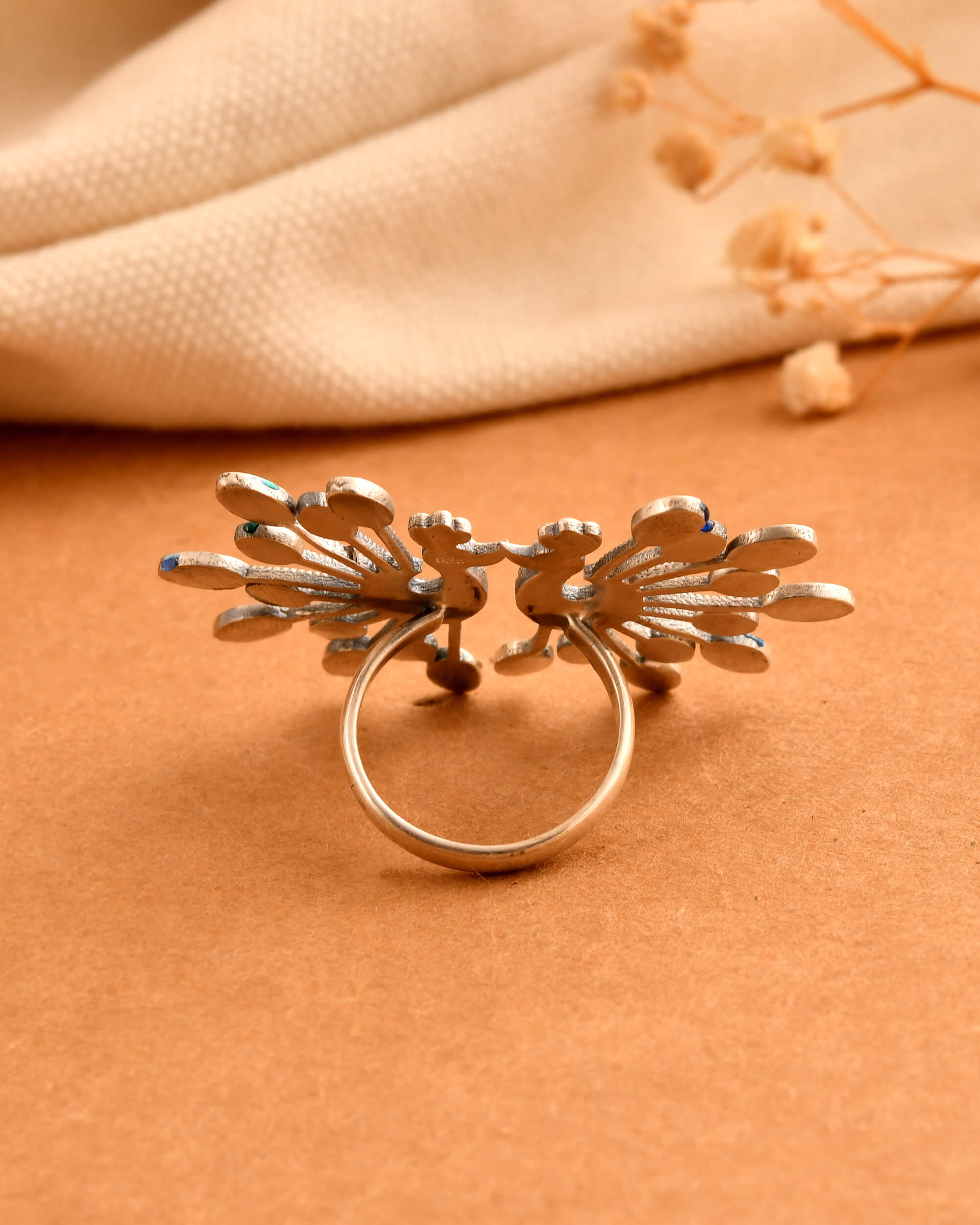 Mayoor Enamel Silver Ring - 925 Silver Jewellery Meera Jaipur