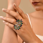 Mayoor Enamel Silver Ring - 925 Silver Jewellery Meera Jaipur