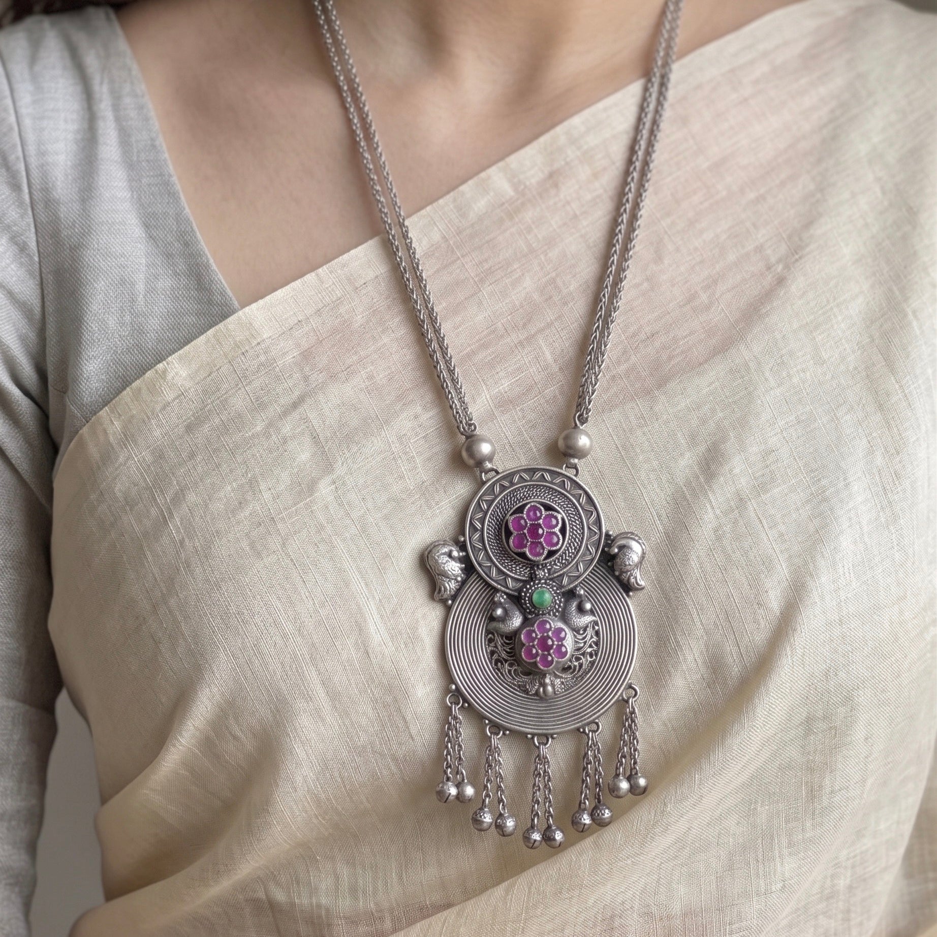 Mayura silver pendant Necklace 925 sterling silver meera jaipur