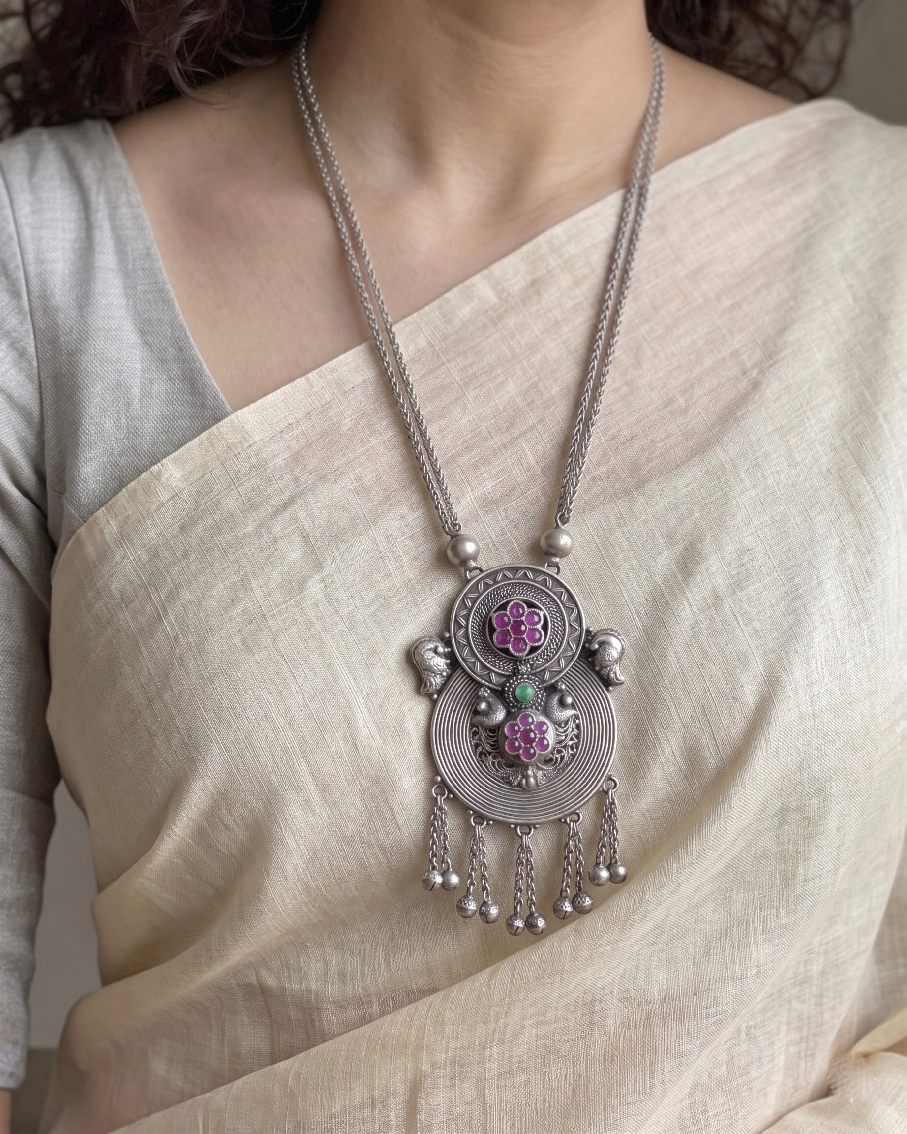 Mayura silver pendant Necklace 925 sterling silver meera jaipur