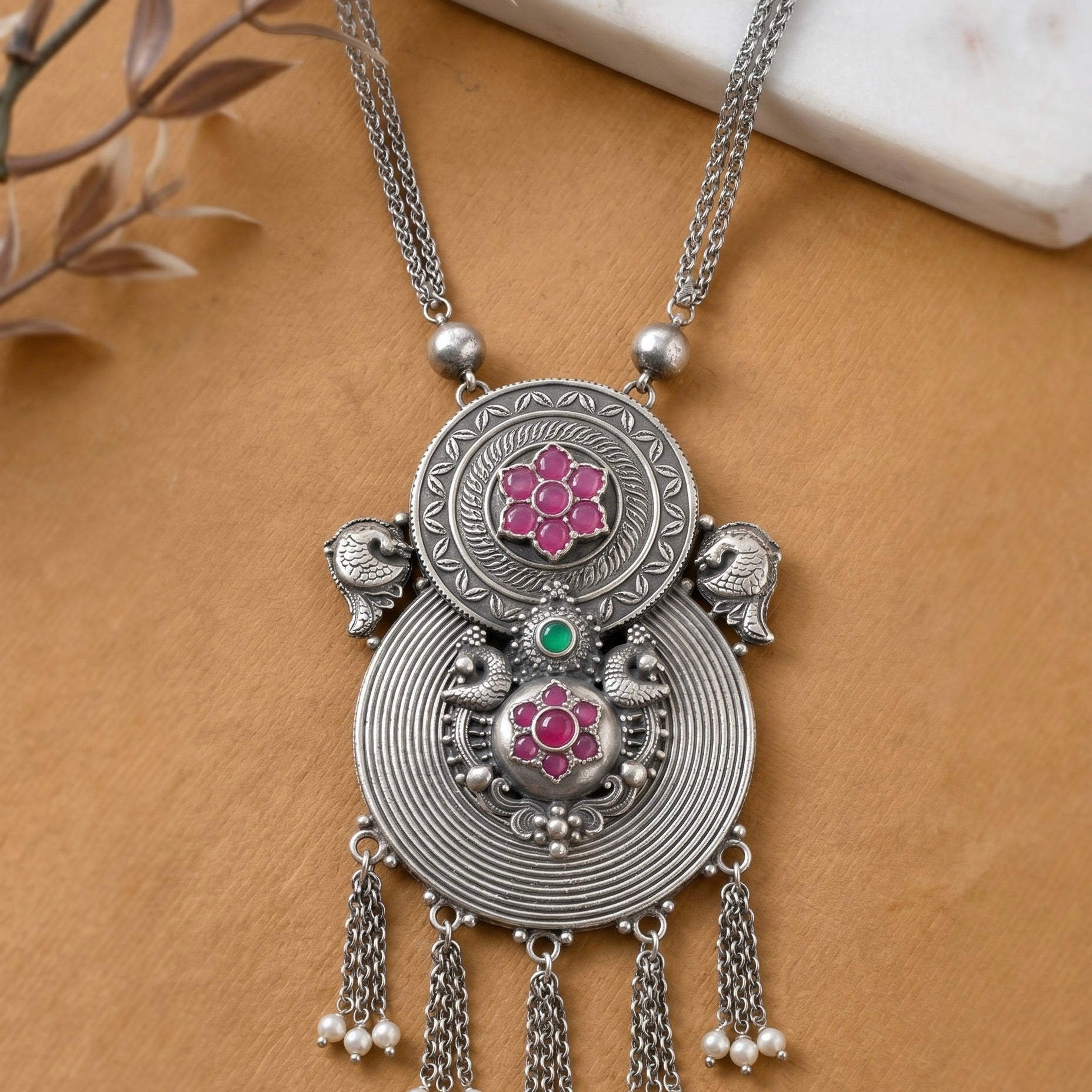Mayura silver pendant Necklace 925 sterling silver meera jaipur