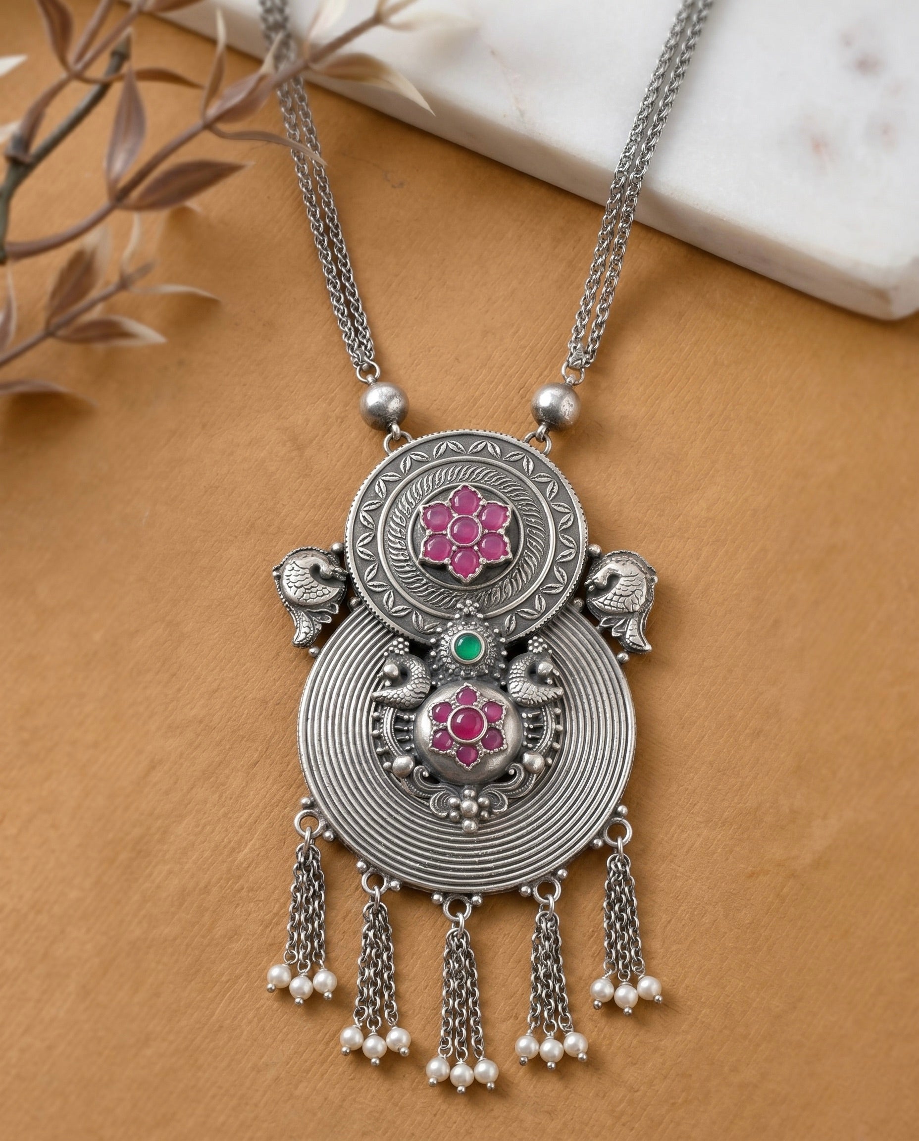 Mayura silver pendant Necklace 925 sterling silver meera jaipur