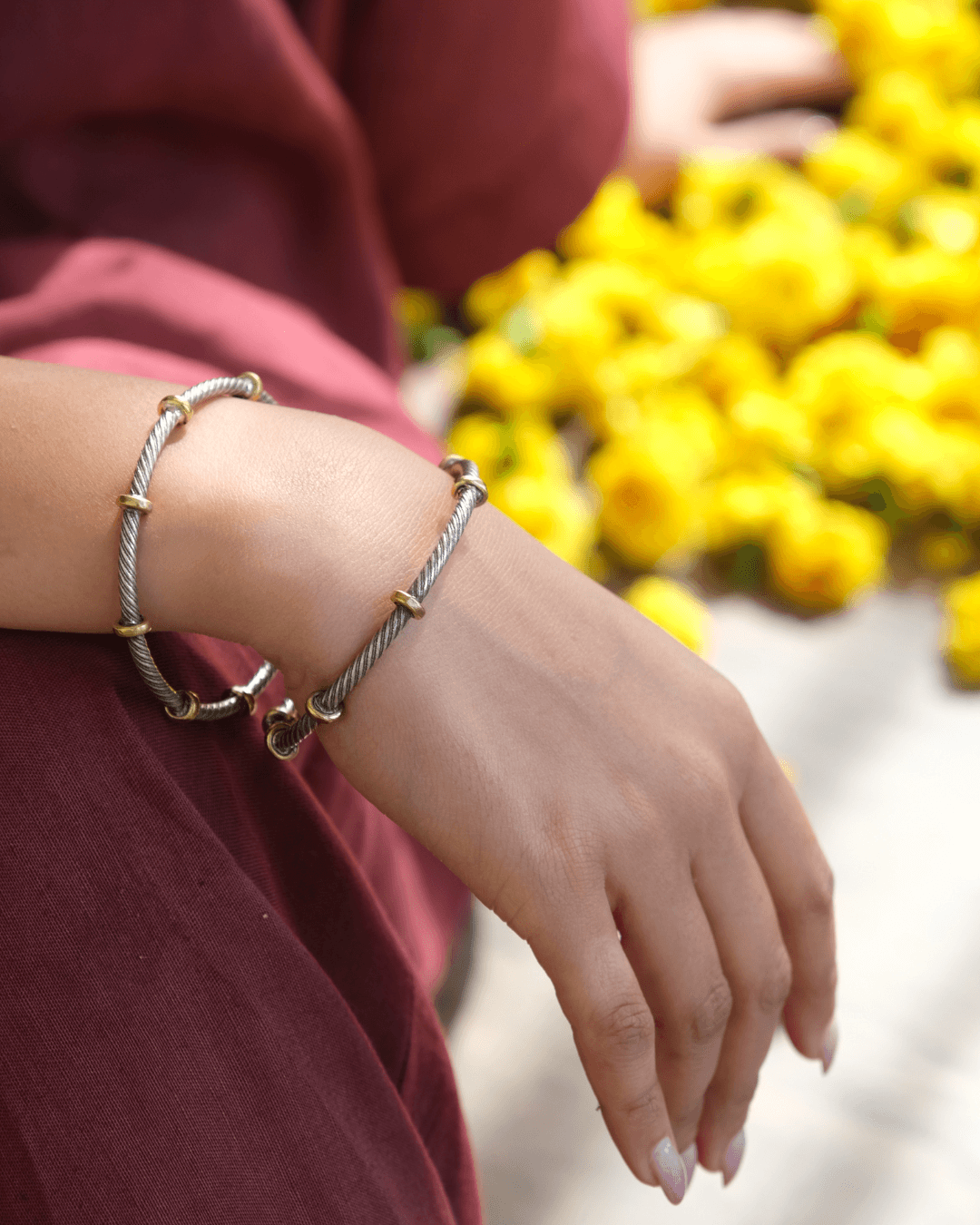 Menka Dual tone Silver Bangle Chudi - 925 Silver Jewellery Meera Jaipur