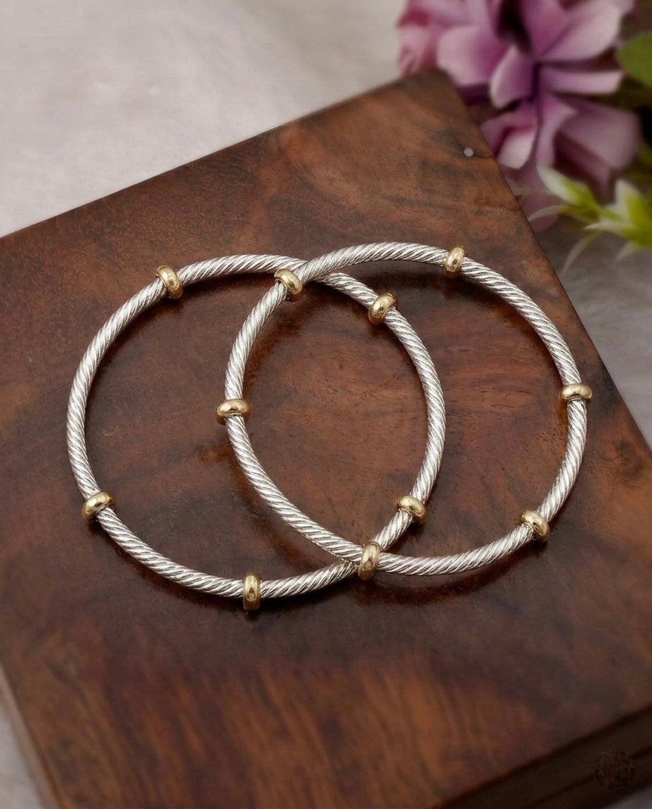 Menka Dual tone Silver Bangle Chudi - 925 Silver Jewellery Meera Jaipur