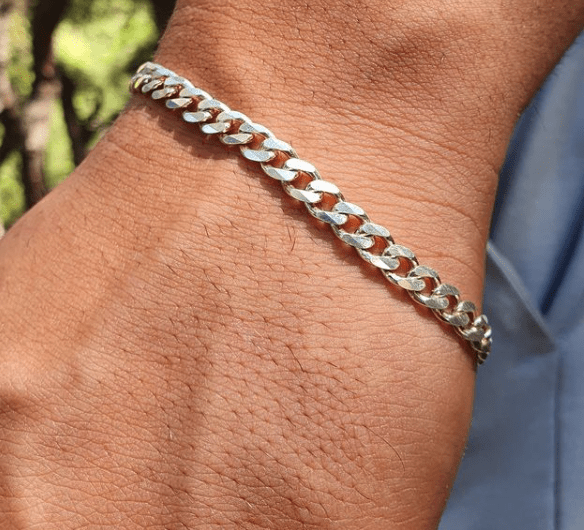Mens silver cuban chain bracelet - 925 Silver Jewellery Meera Jaipur