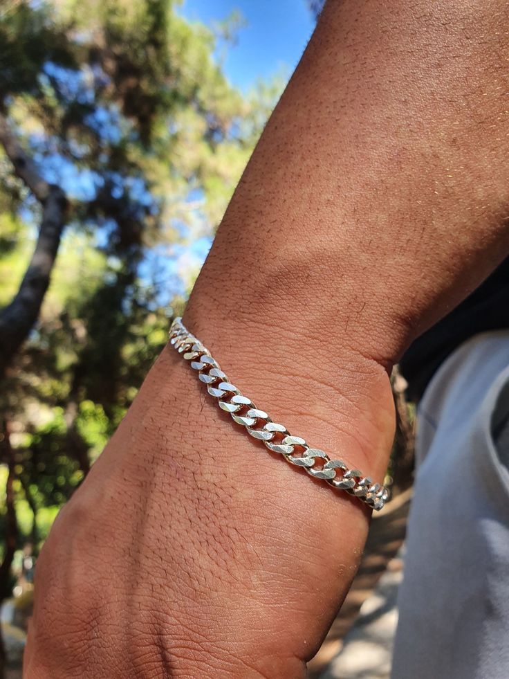 Mens silver cuban chain bracelet - 925 Silver Jewellery Meera Jaipur