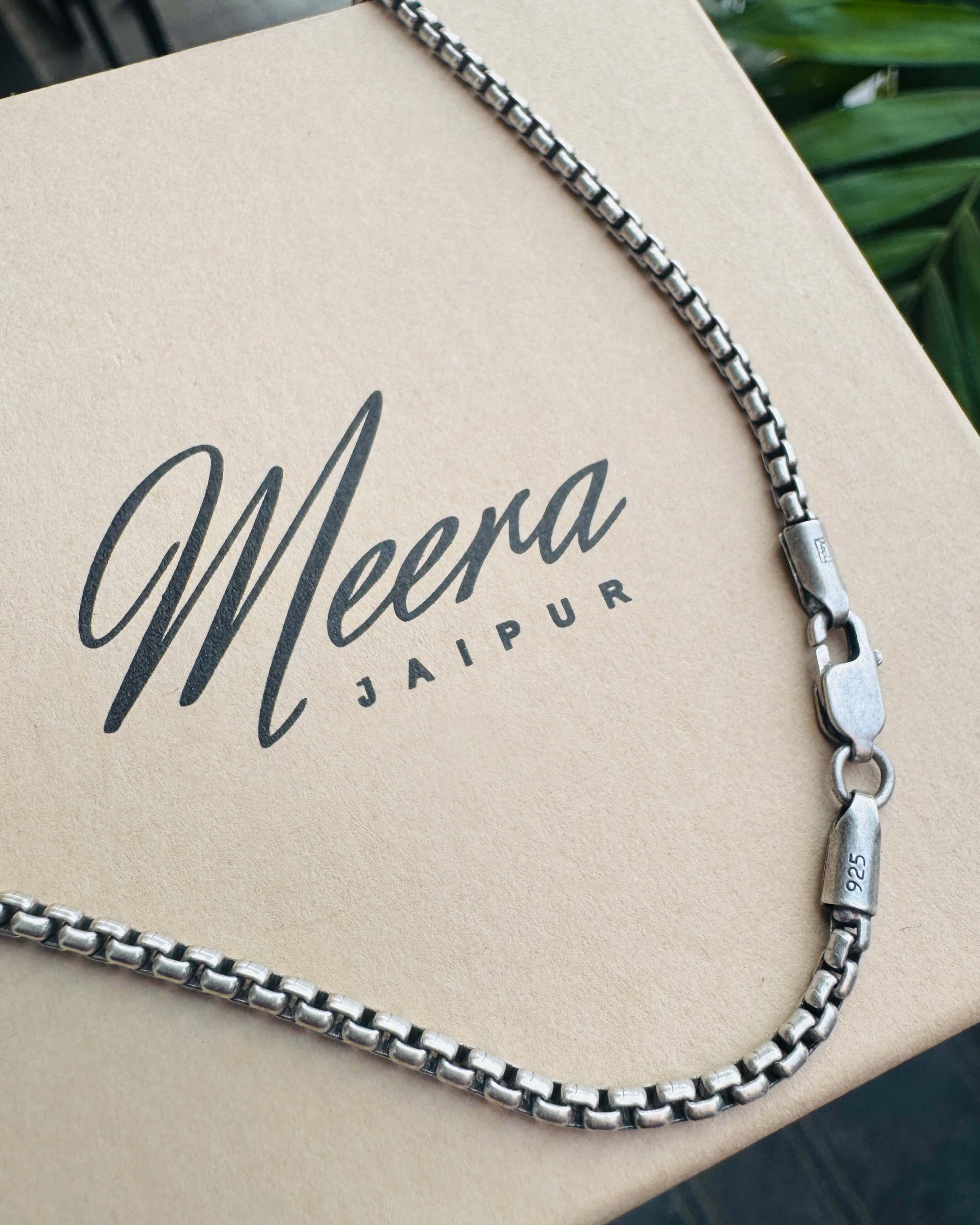 Mens sterling silver box chain - 925 Silver Jewellery Meera Jaipur