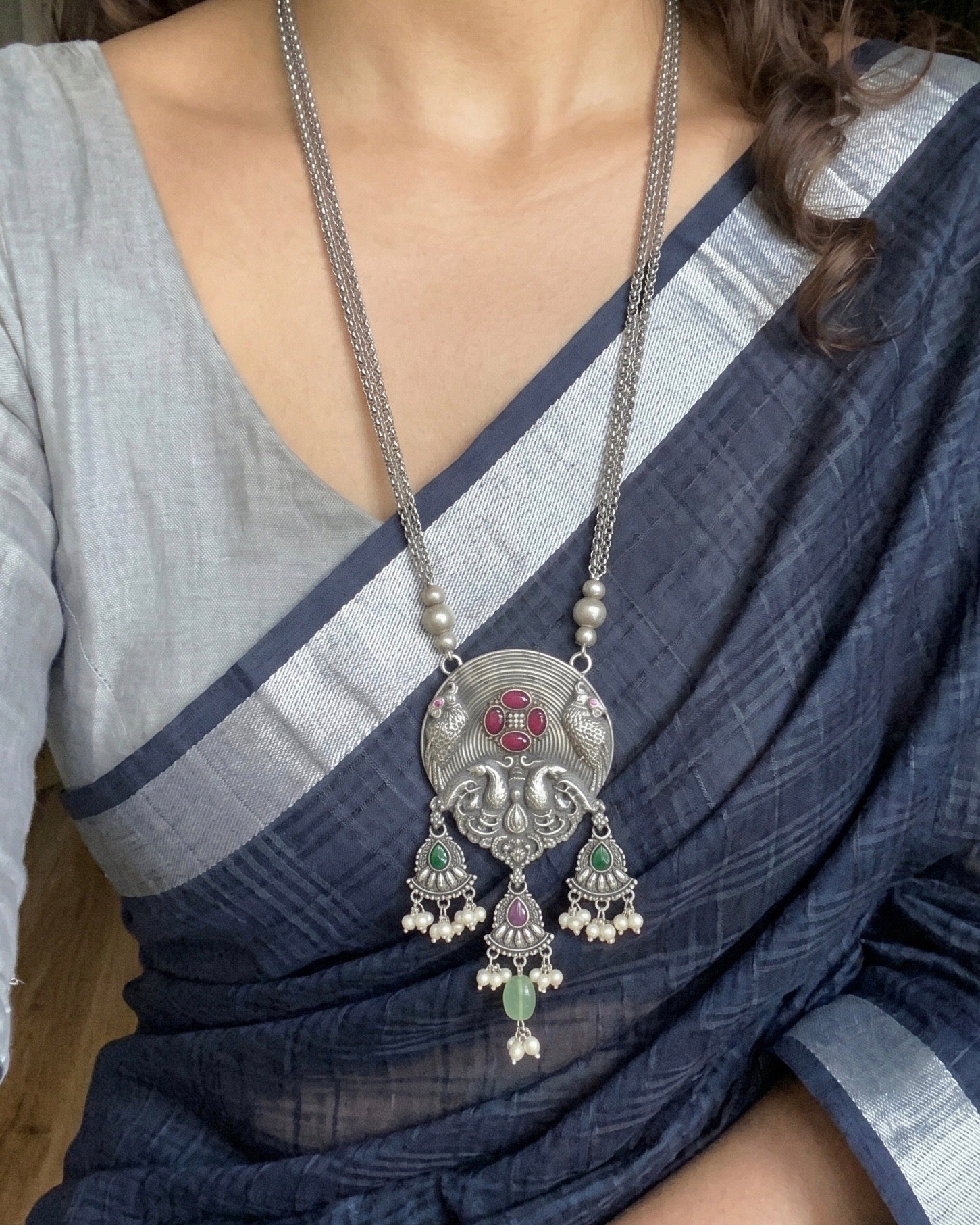 Mor Necklace 925 sterling silver meera jaipur