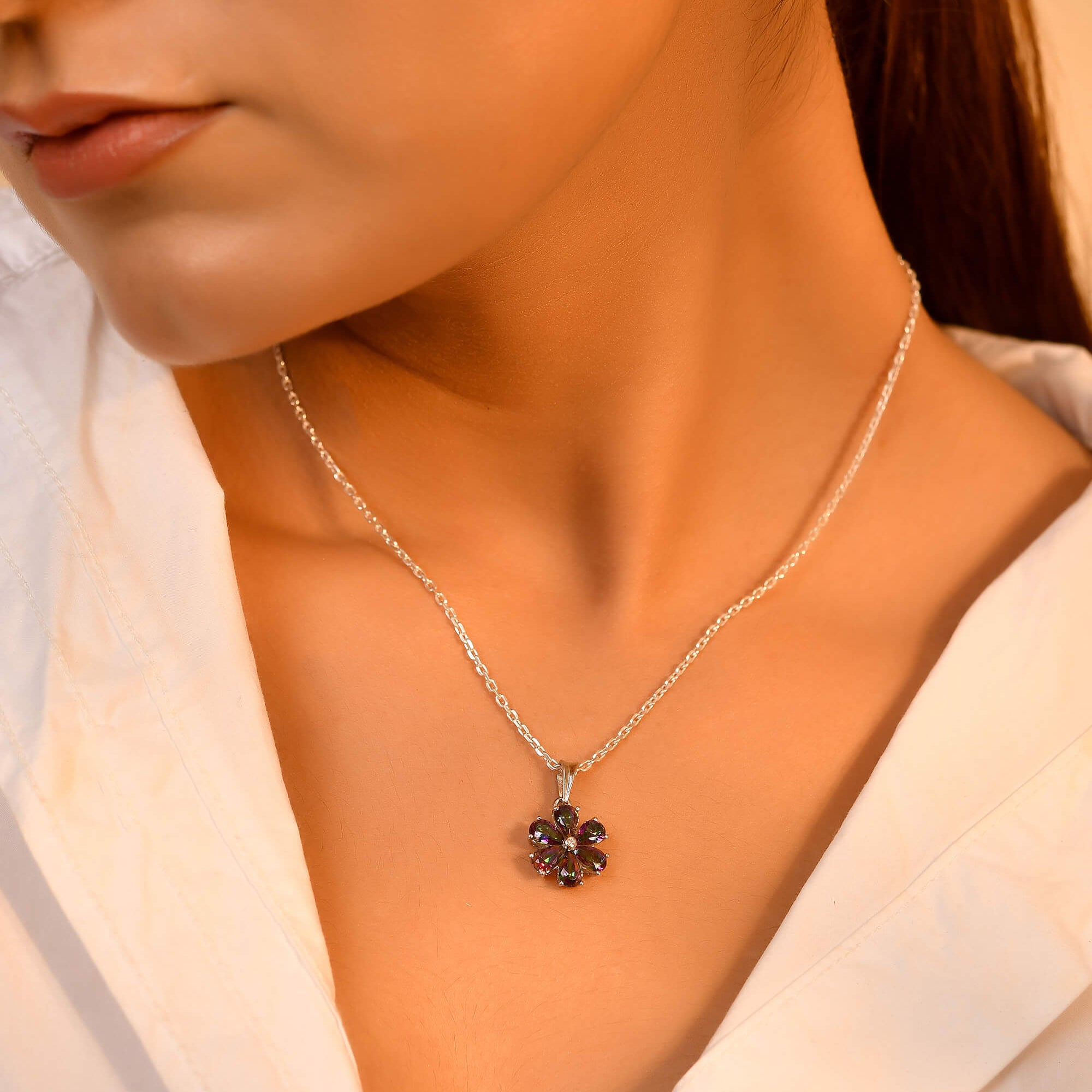 Mystic Petal Pendant - 925 Silver Jewellery Meera Jaipur
