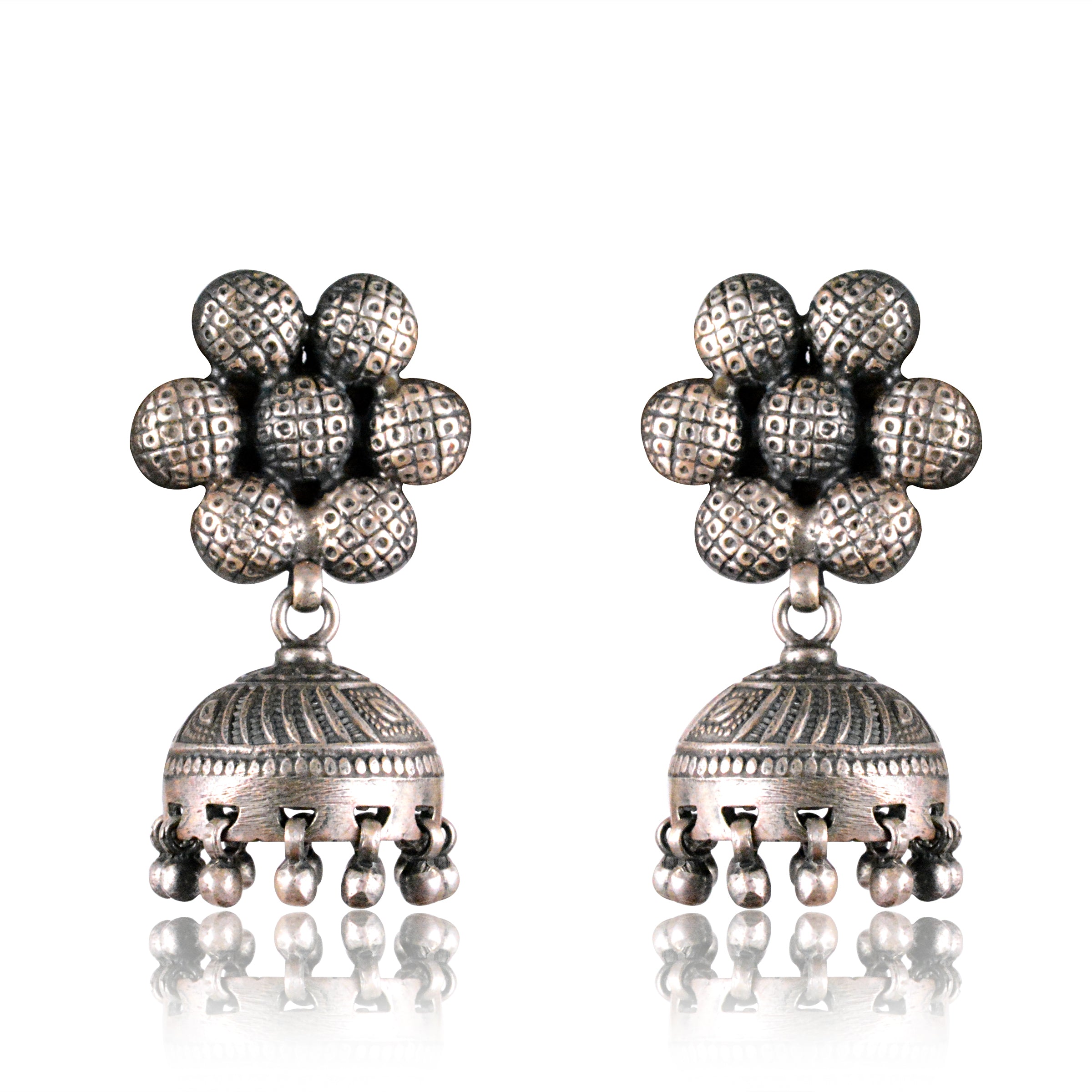 Pushp Small Jhumki - 925 Silver Jewellery Meera Jaipur