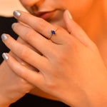 Oval Kynite silver ring - 925 Silver Jewellery Meera Jaipur