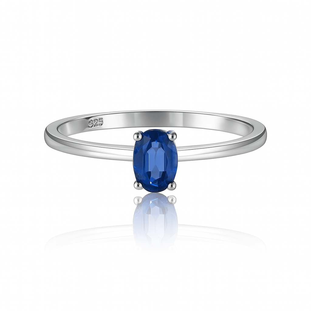 Oval Kynite silver ring - 925 Silver Jewellery Meera Jaipur