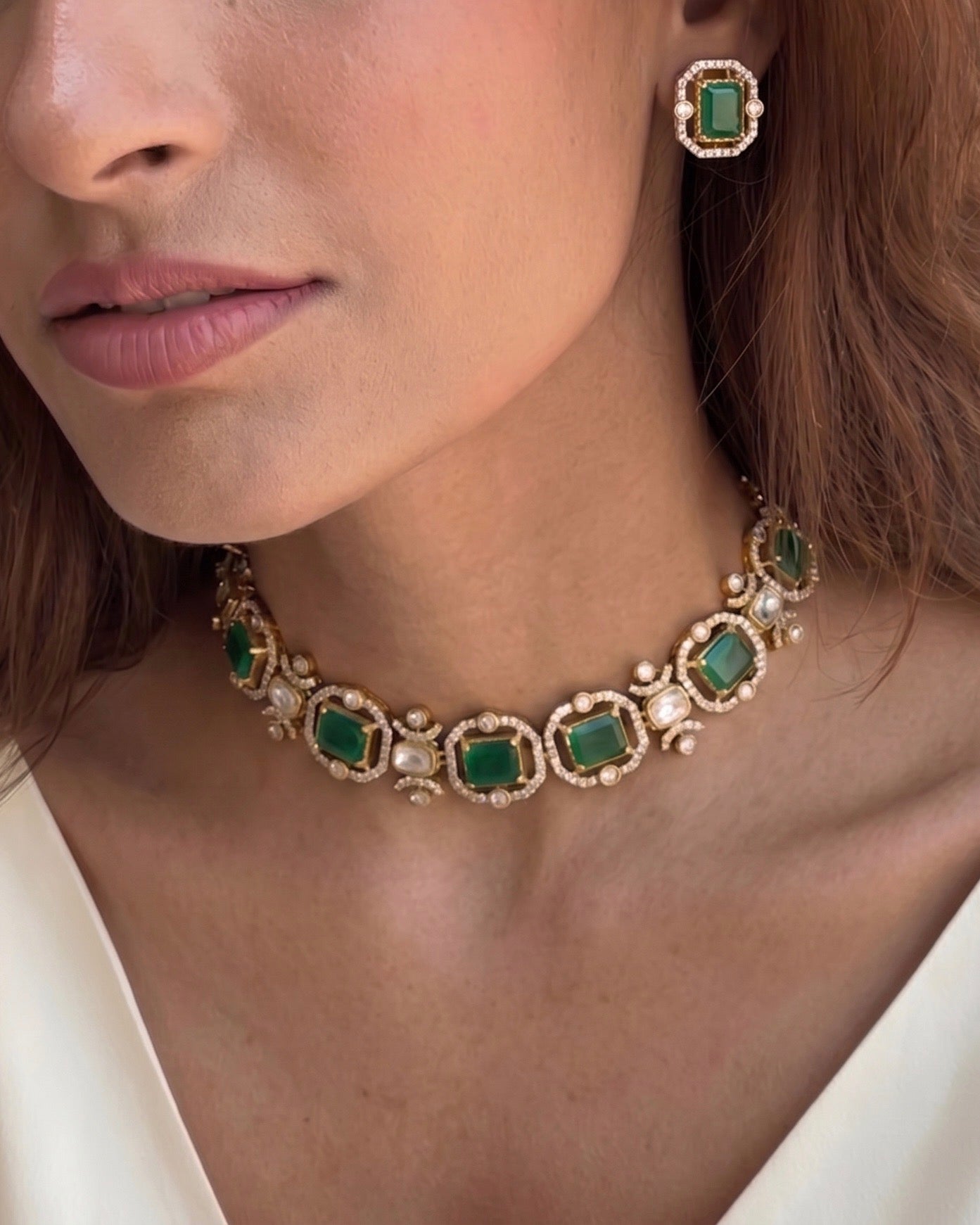 Panna Silver Necklace Set 925 sterling silver meera jaipur