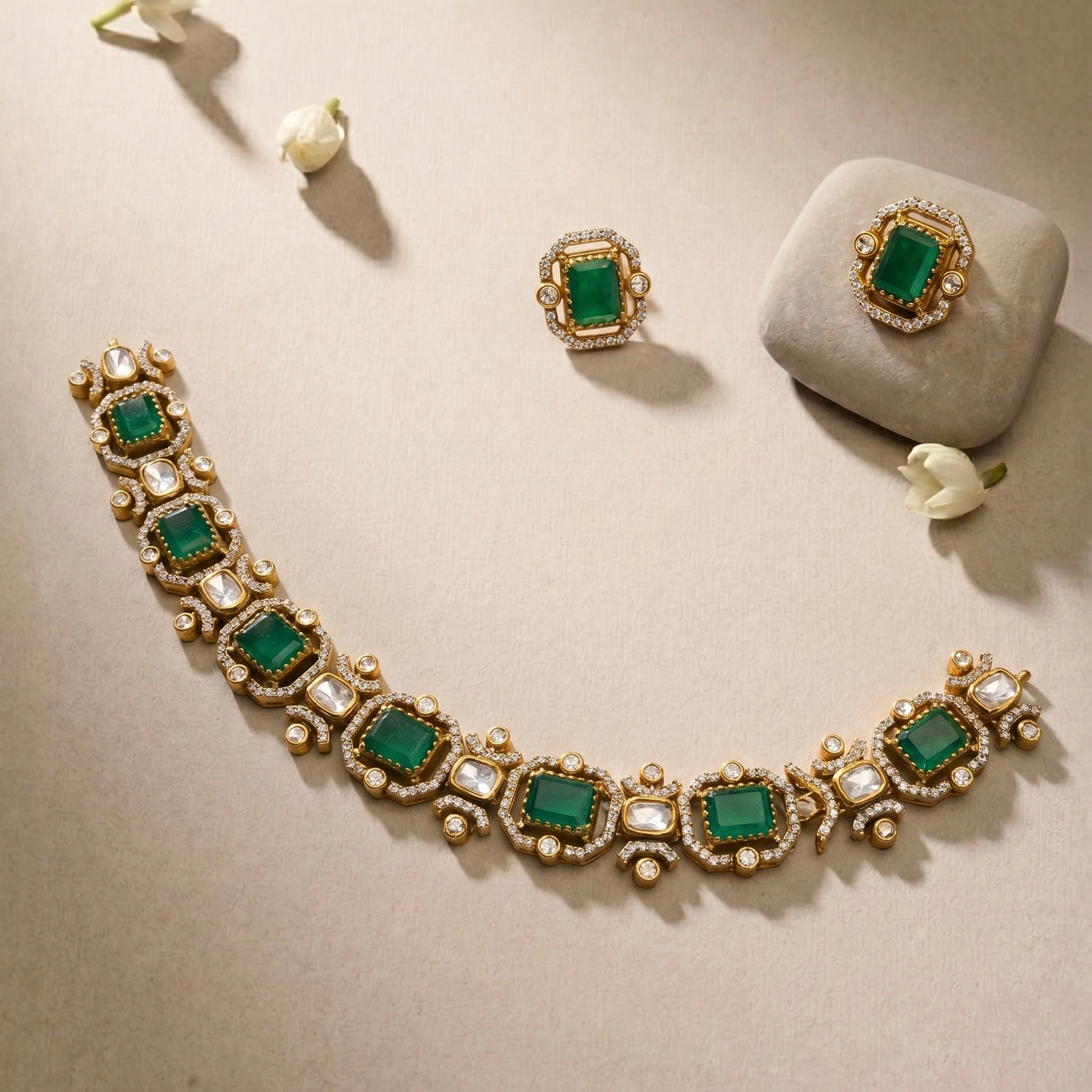 Panna Silver Necklace Set 925 sterling silver meera jaipur1