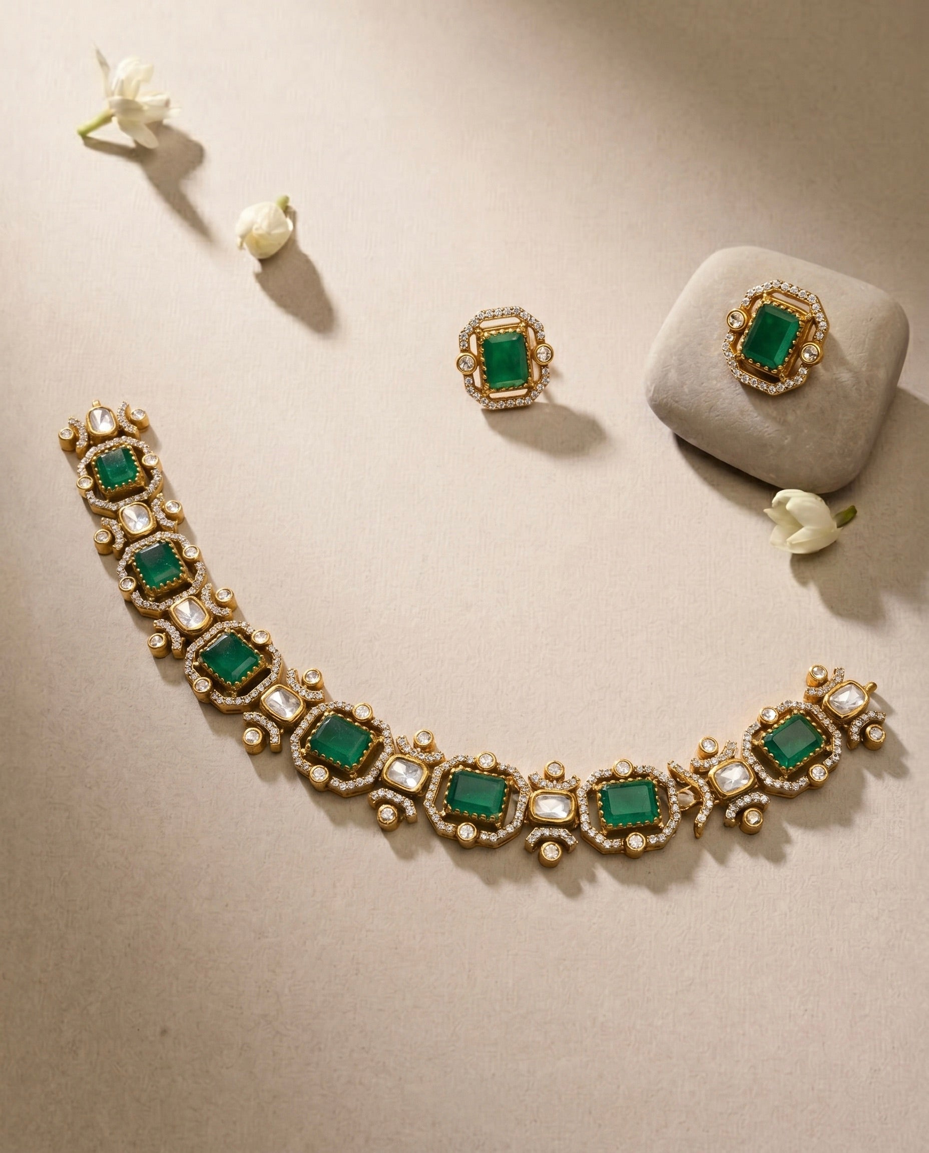 Panna Silver Necklace Set 925 sterling silver meera jaipur1