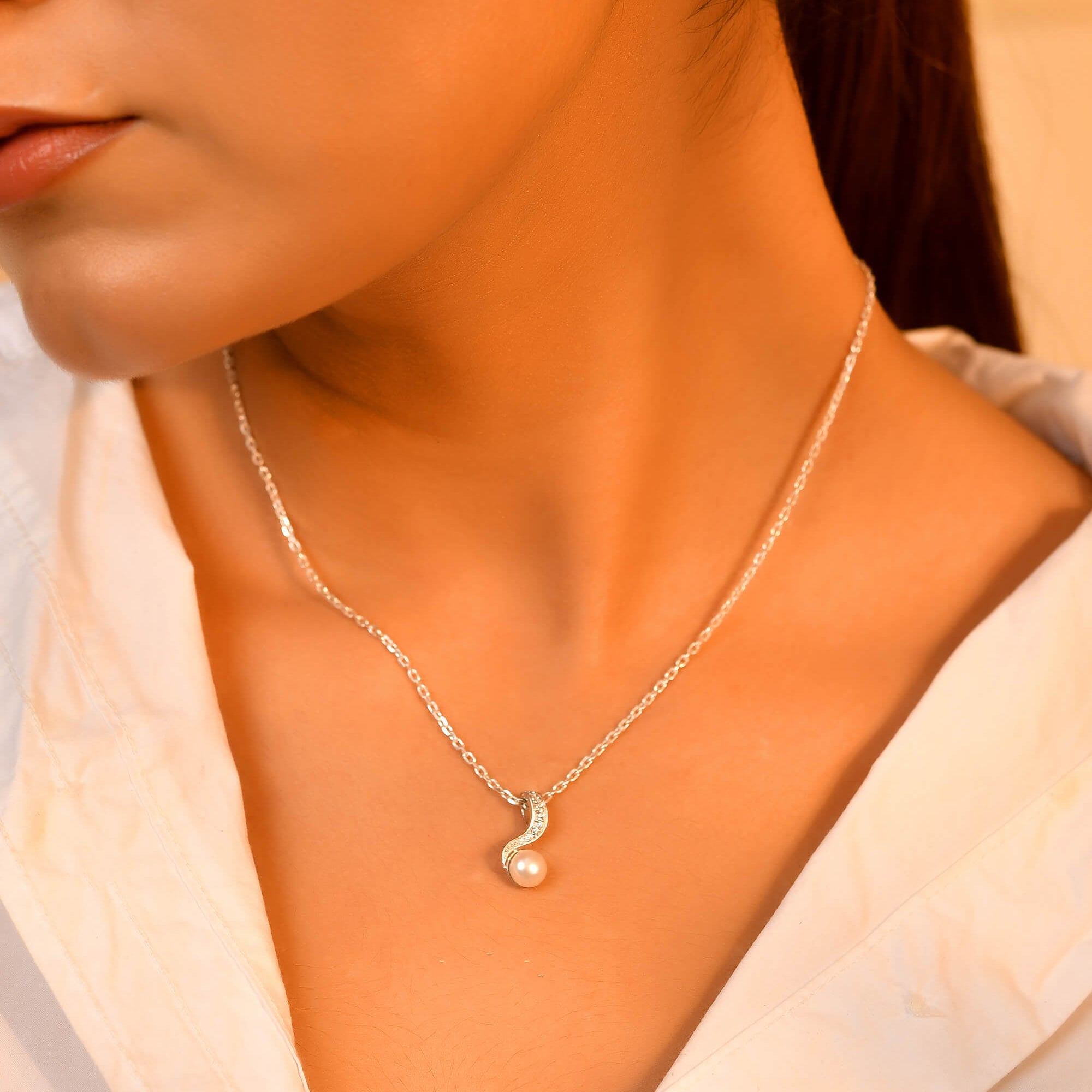 Pearl Wave Pendant - 925 Silver Jewellery Meera Jaipur