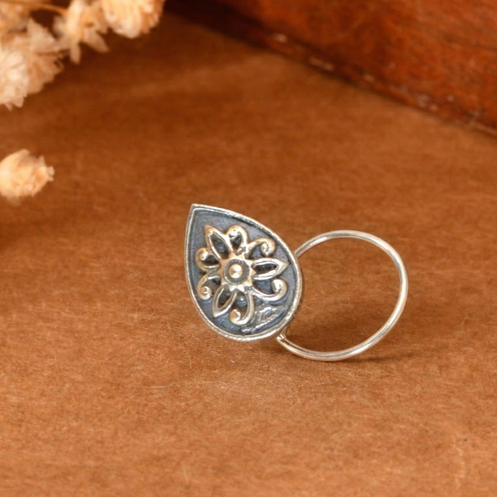 Petal Nose Pin - 925 Silver Jewellery Meera Jaipur