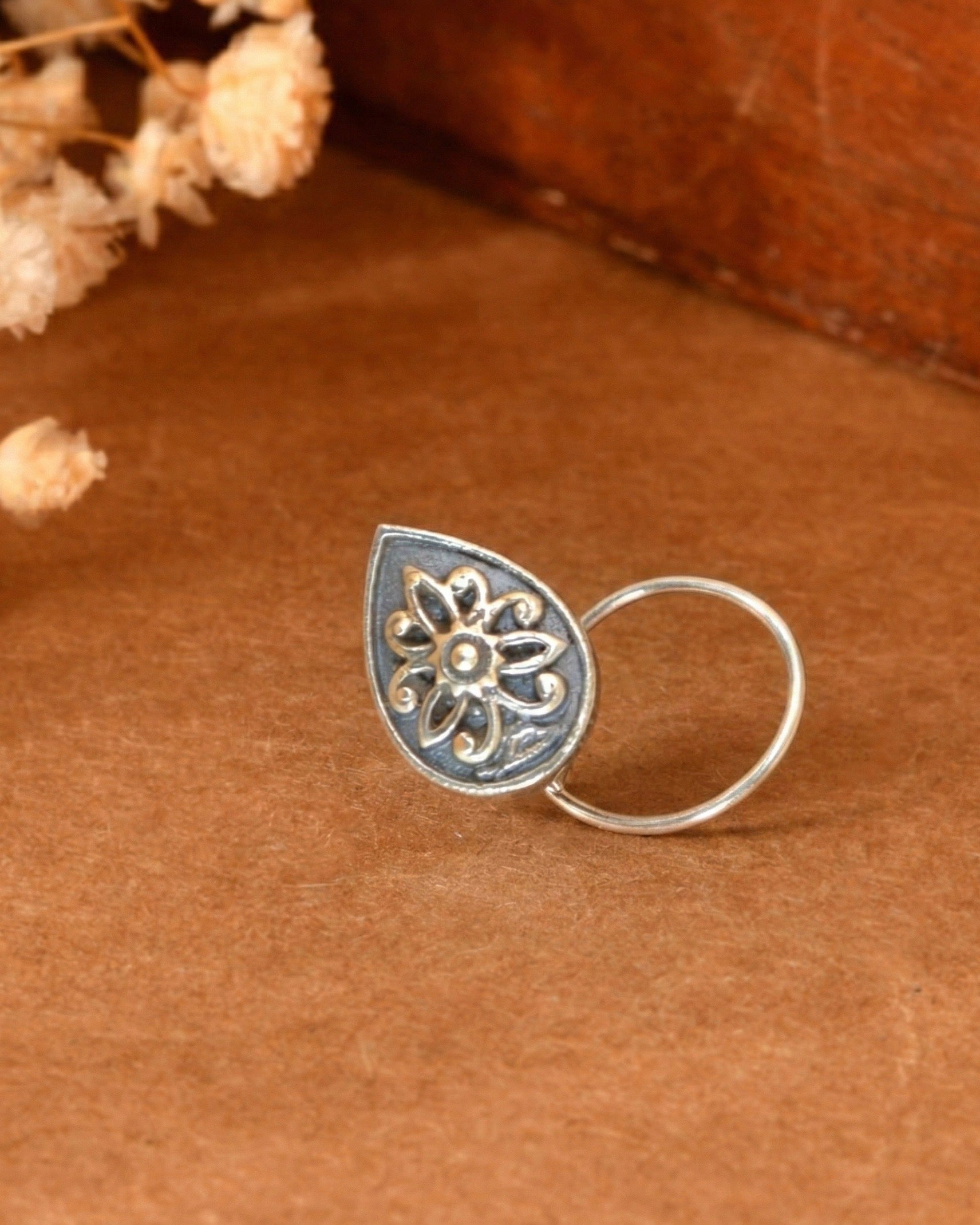 Petal Nose Pin - 925 Silver Jewellery Meera Jaipur