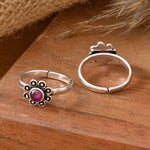 Phool cut stone silver toe ring - 925 Silver Jewellery Meera Jaipur