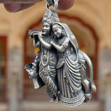 Radha Krishna Silver Pendant