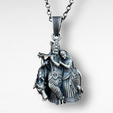 Radha Krishna Silver Pendant