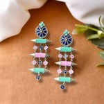 Enamel Long Earrings - 925 Silver Jewellery Meera Jaipur