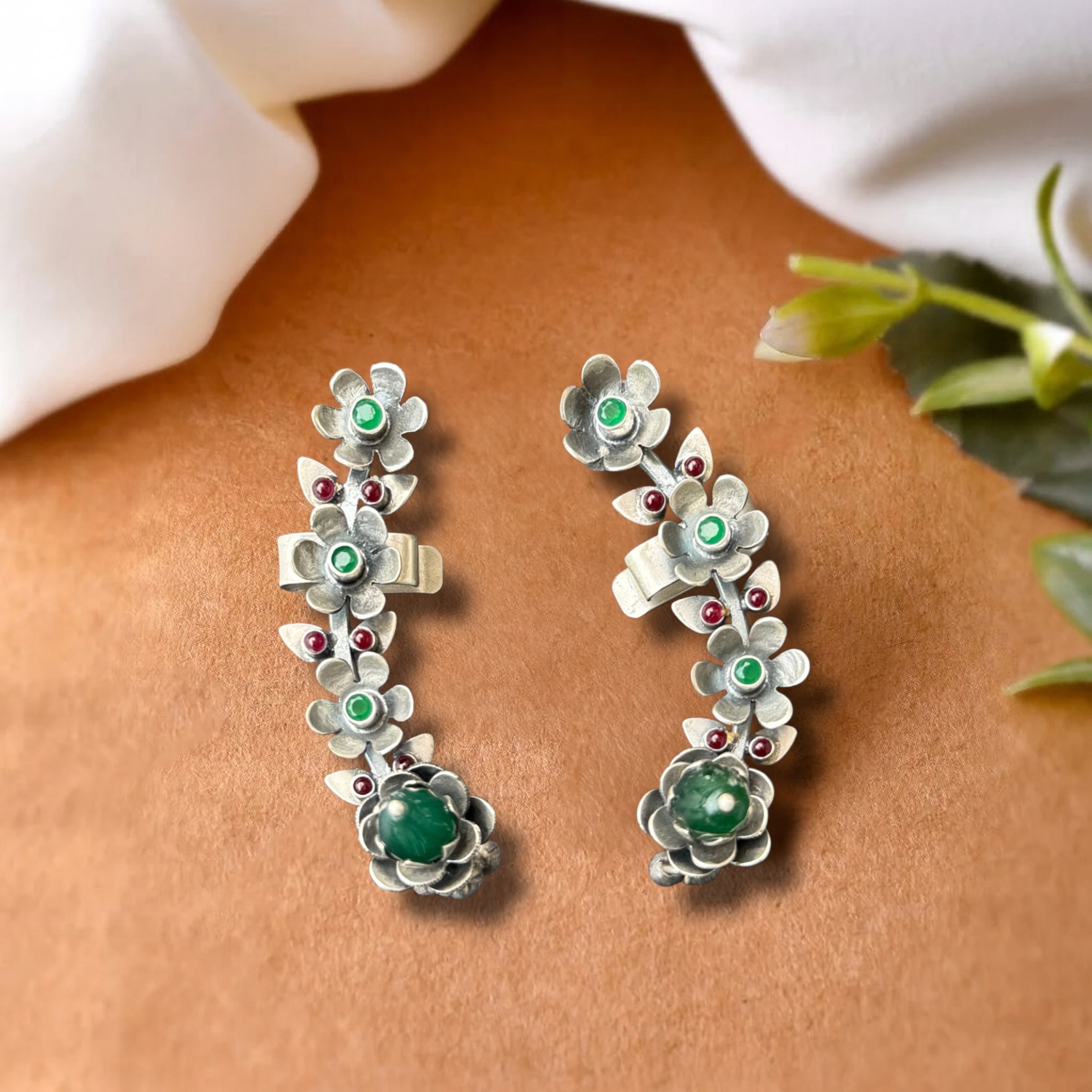 Phool Earring Cuff - 925 Silver Jewellery Meera Jaipur
