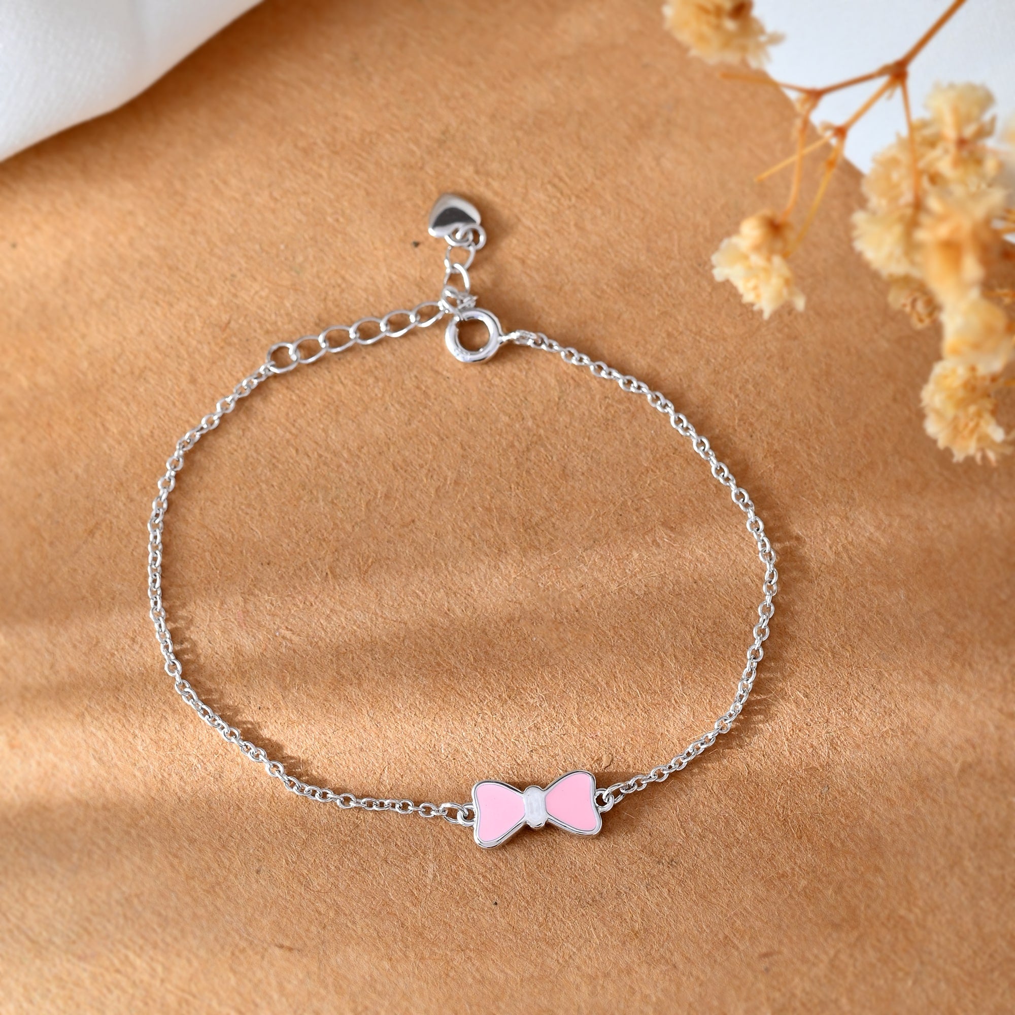 Pink Bow baby silver bracelet - 925 Silver Jewellery Meera Jaipur