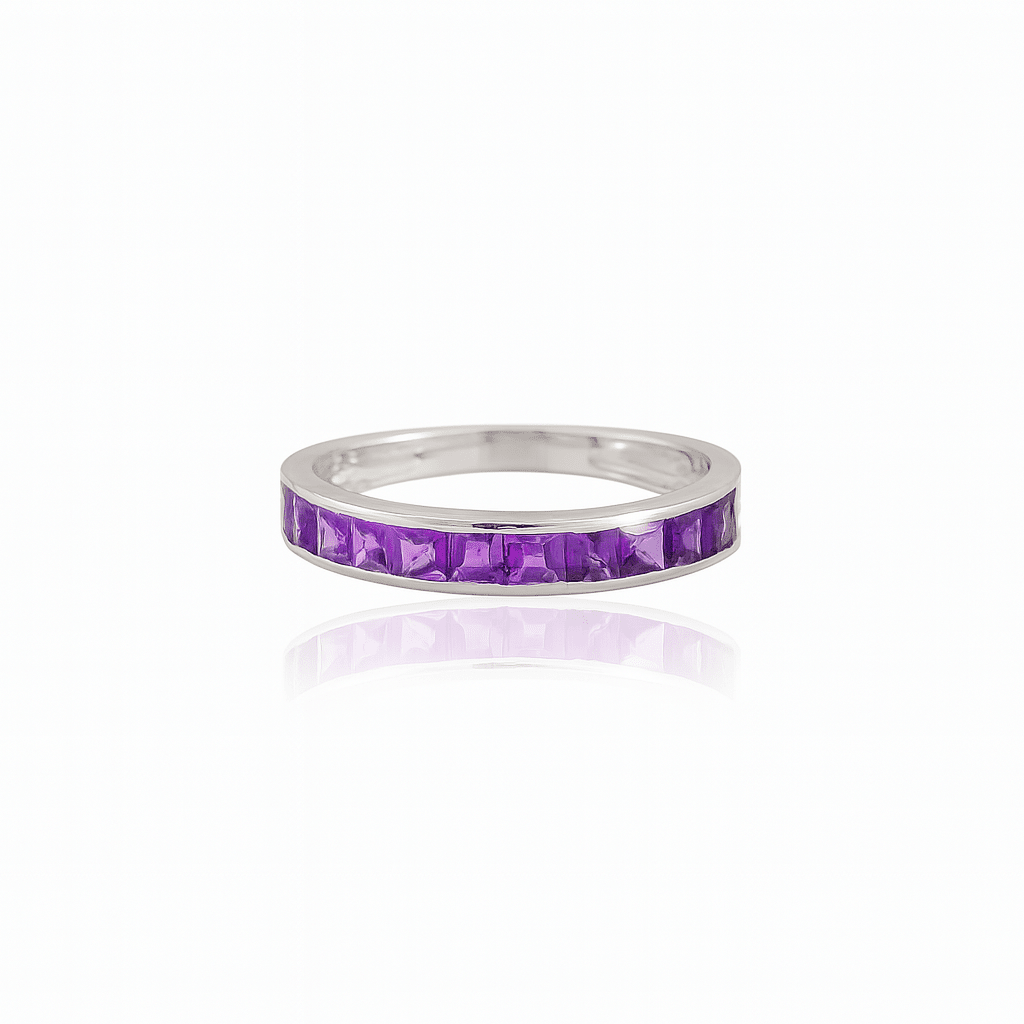Princes cut amethyst silver ring - 925 Silver Jewellery Meera Jaipur