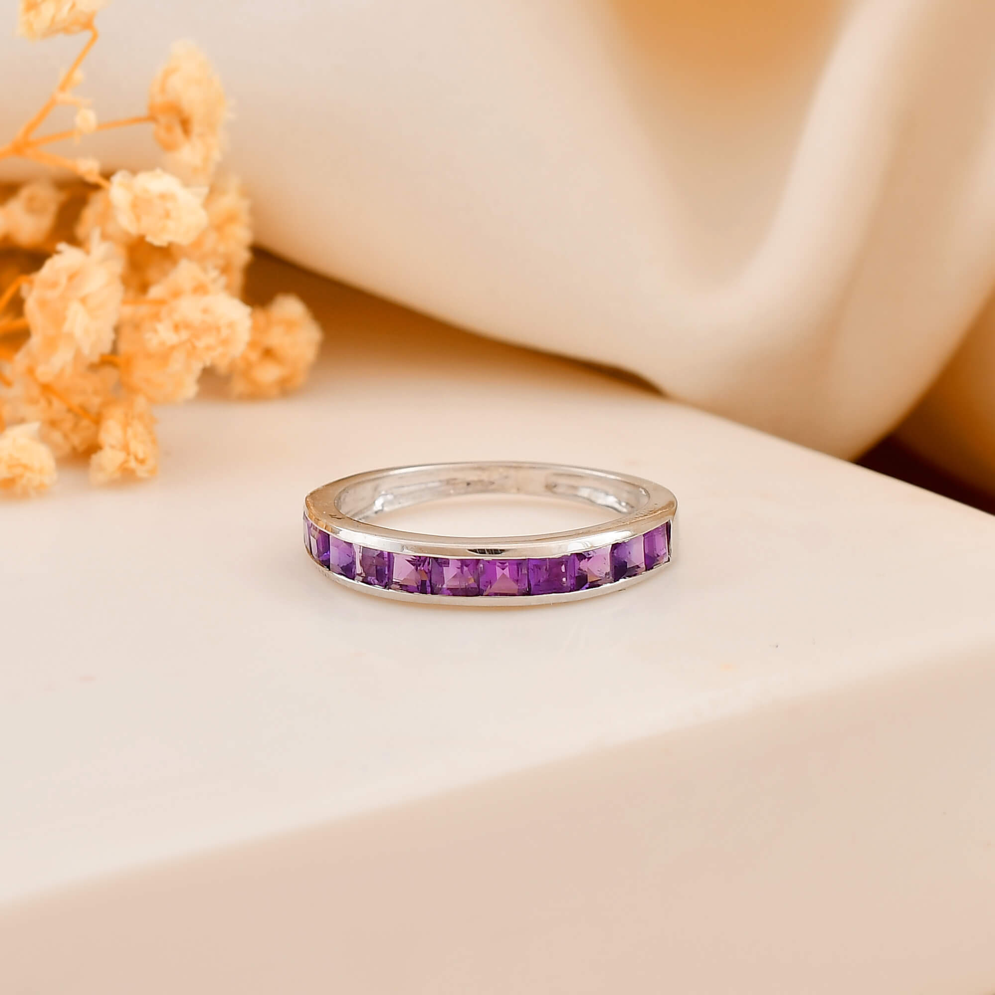 Princes cut amethyst silver ring - 925 Silver Jewellery Meera Jaipur