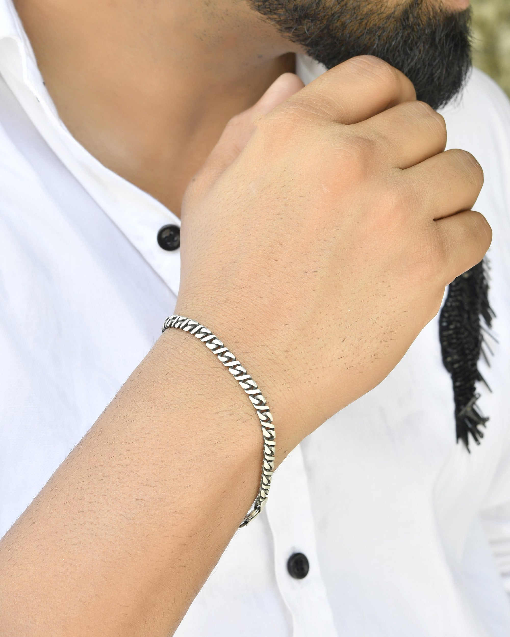 Prism Mens silver bracelet - 925 Silver Jewellery Meera Jaipur