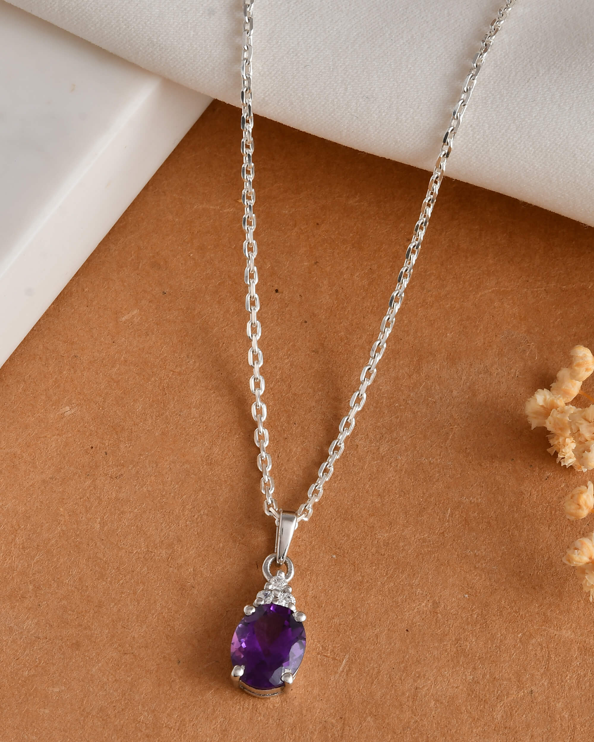 Purple Allure Pendant - 925 Silver Jewellery Meera Jaipur