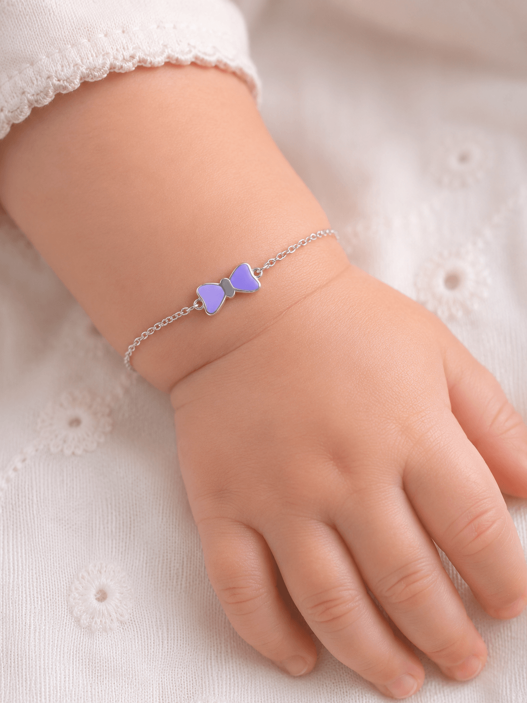 Purple Bow baby silver bracelet - 925 Silver Jewellery Meera Jaipur