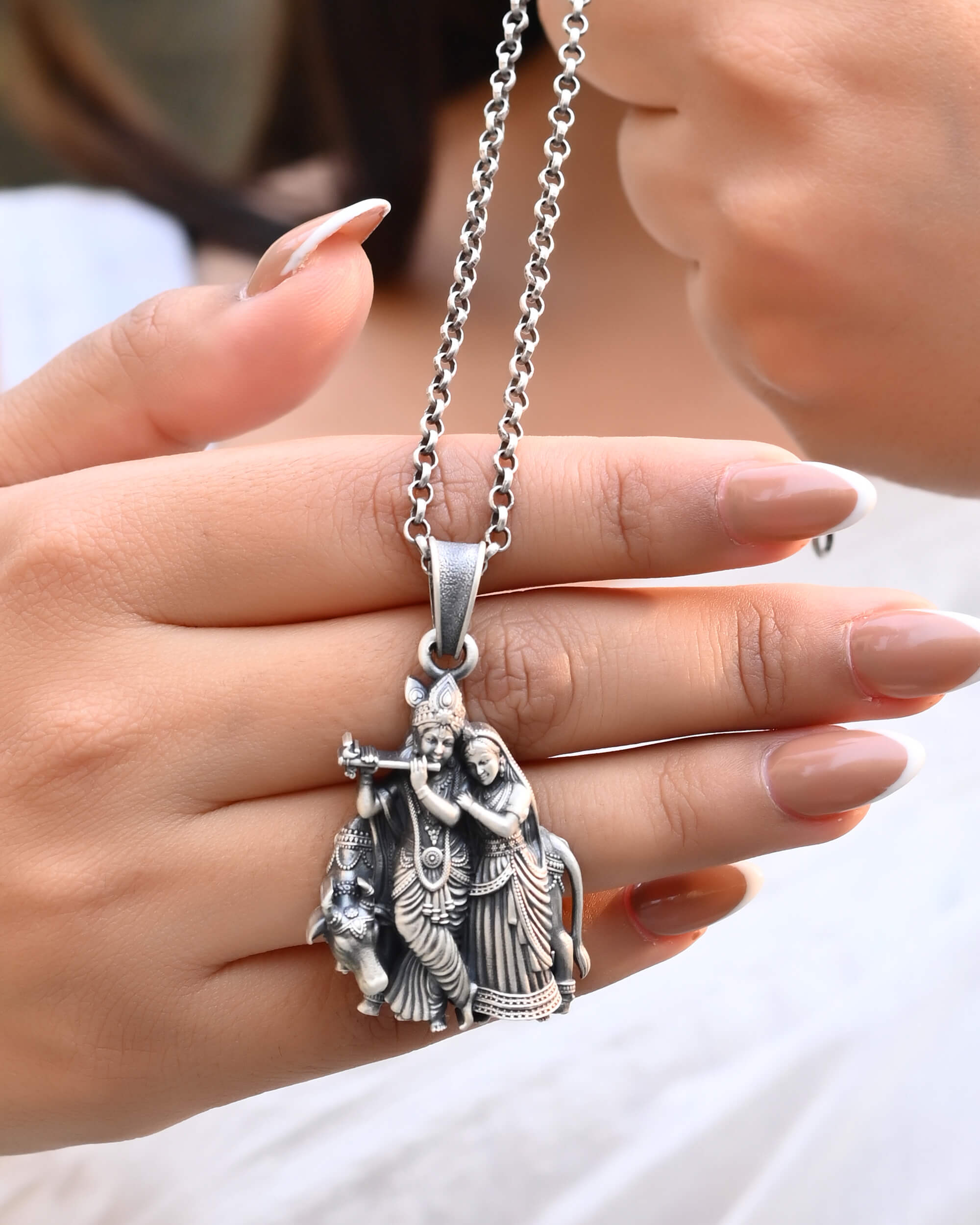 Radha Krishan Pendant - 925 Silver Jewellery Meera Jaipur