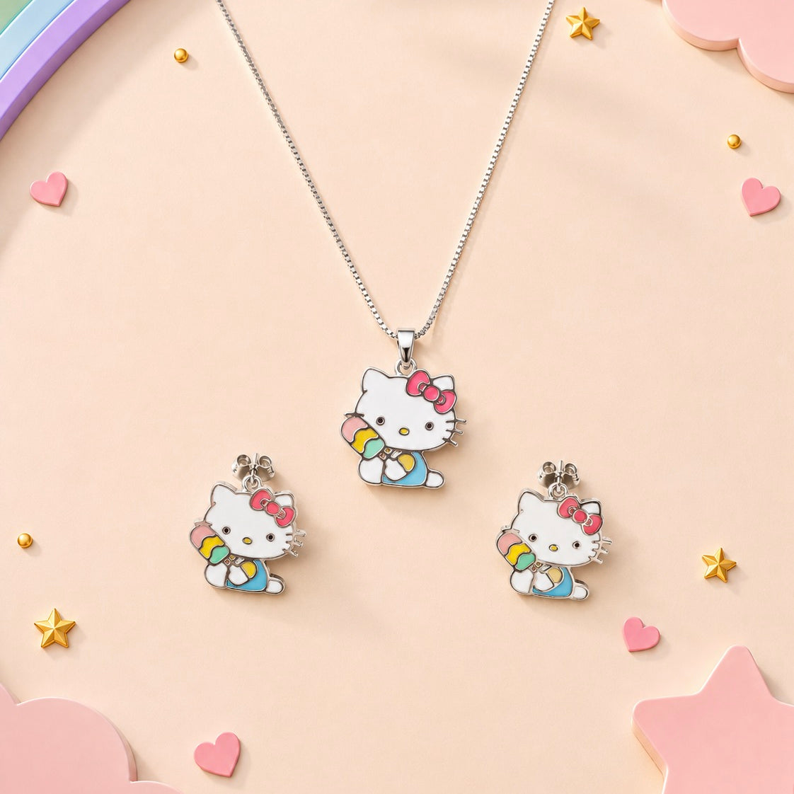 Rainbow Kitty Set 925 sterling silver meera jaipur